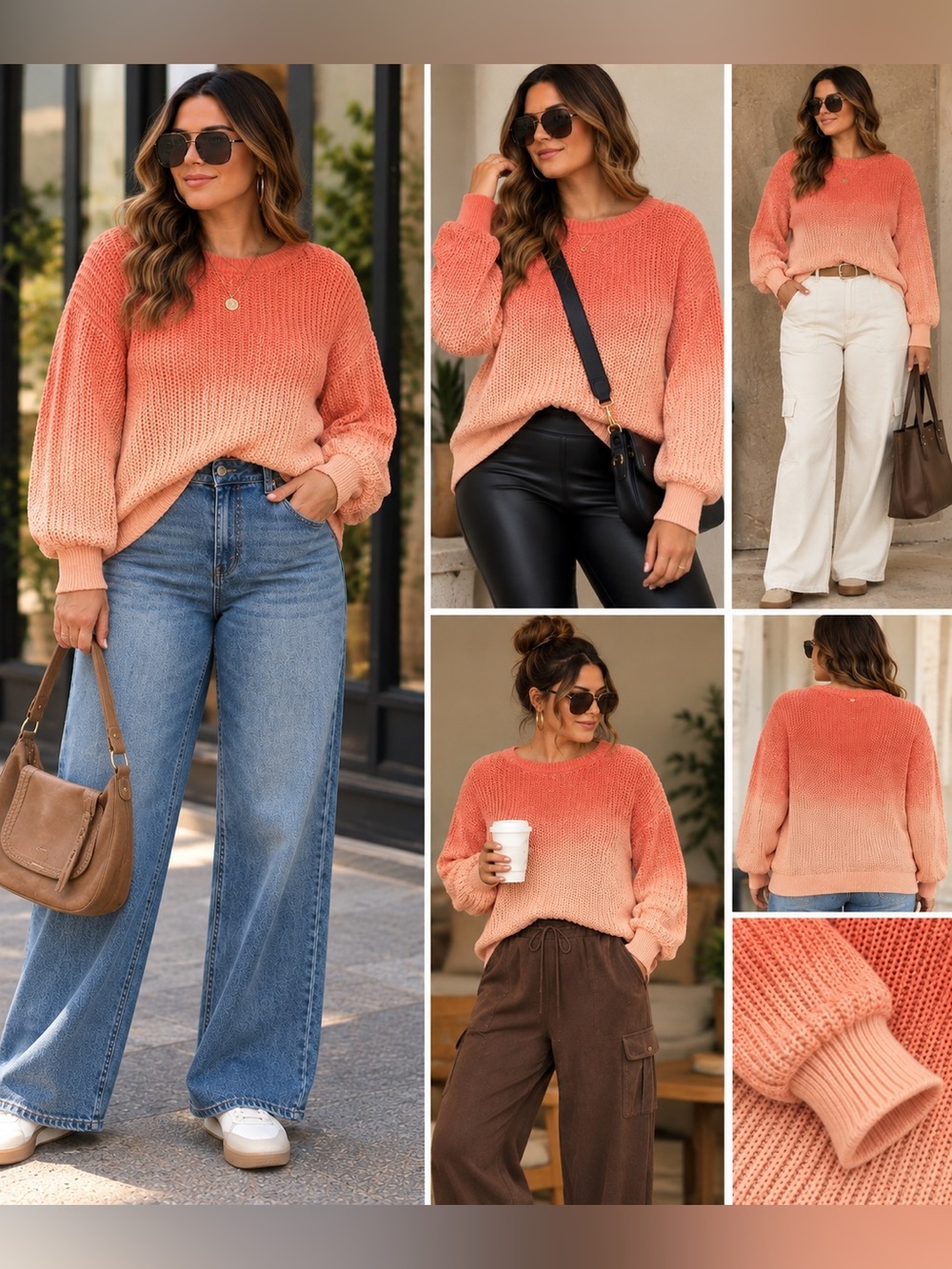 Ava & Viv Long Sleeve Crewneck Pullover Sweater Ribbed Knit Crewneck Sweater in